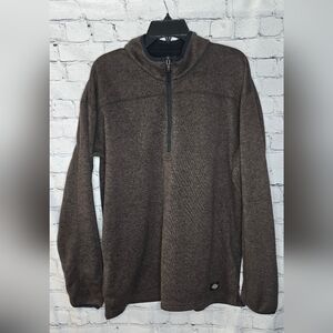 Dickies Men's Brown Half-Zip Pullover Brown Performance‎ Sweater Size Large